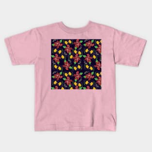 Flowers Under The Night Sky Kids T-Shirt